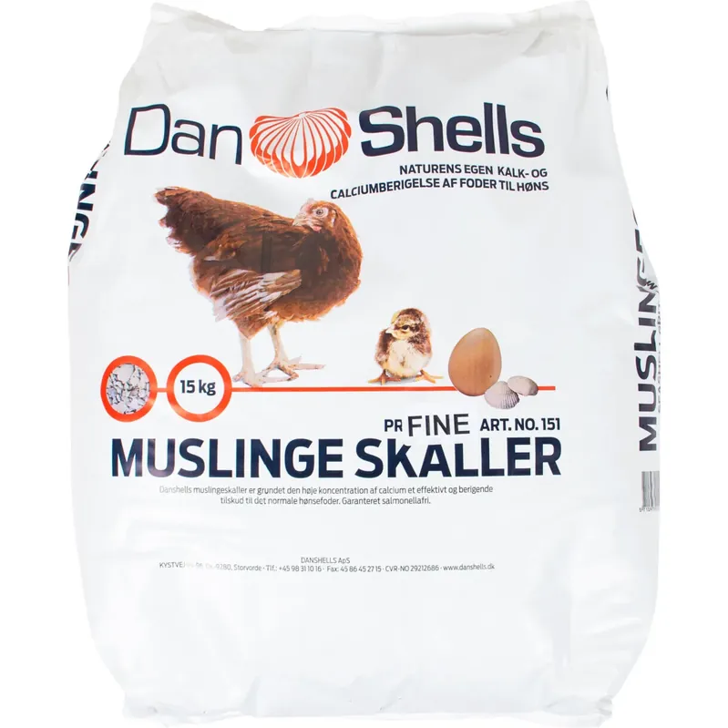 Tilbudspris | Fugleskaller - 15 kg muslingeskaller til høns
