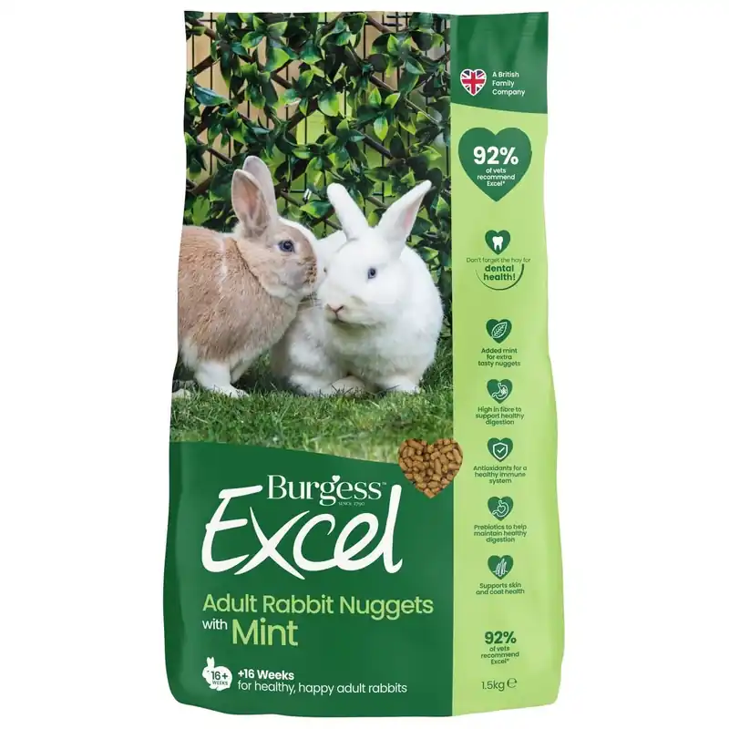 Burgess Excel Kaninfoder Nuggets - Med Mint - 1,5kg - Bedste pris