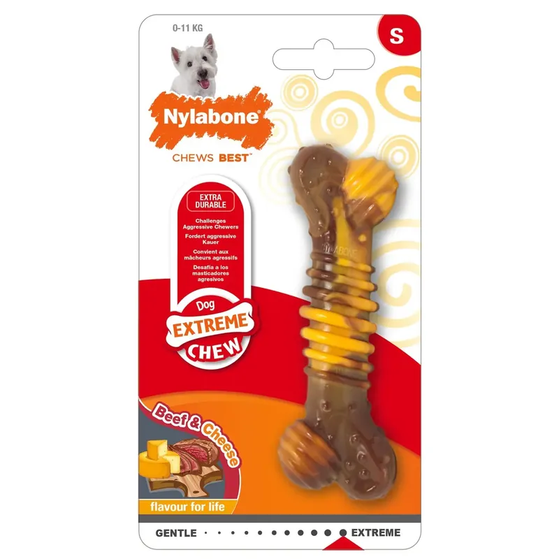 Anbefalet valg - Nylabone Hundelegetøj Extreme Chew - Texture Bone Steak And Cheese M